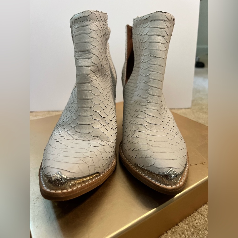 Jeffrey Campbell Cromwell White Snakeskin Bootie